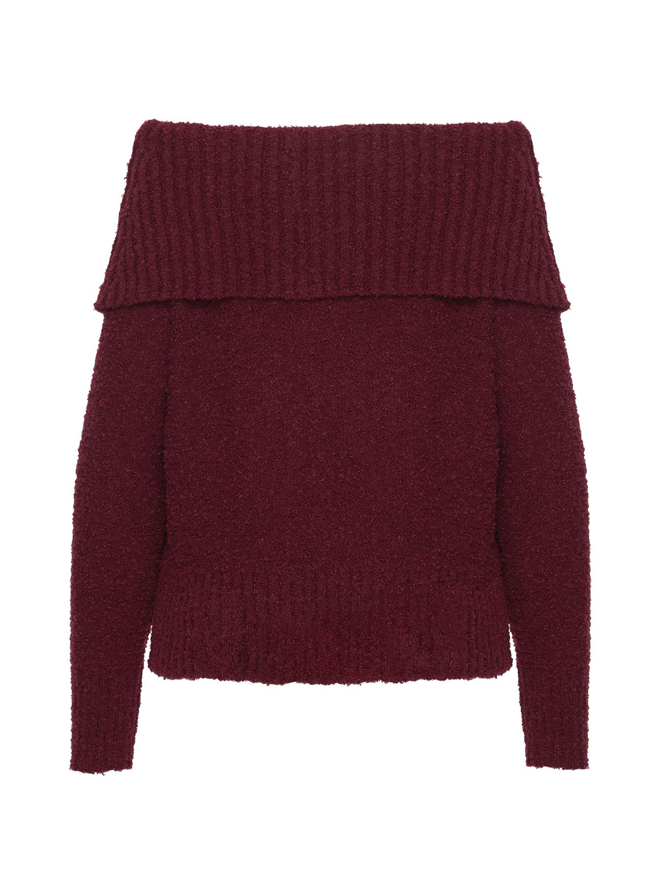 product Princess Polly Parkley Boucle Off The Shoulder Sweater Burgundy Long 