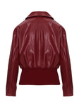 Radio On Blast Faux Leather Bomber Jacket Red