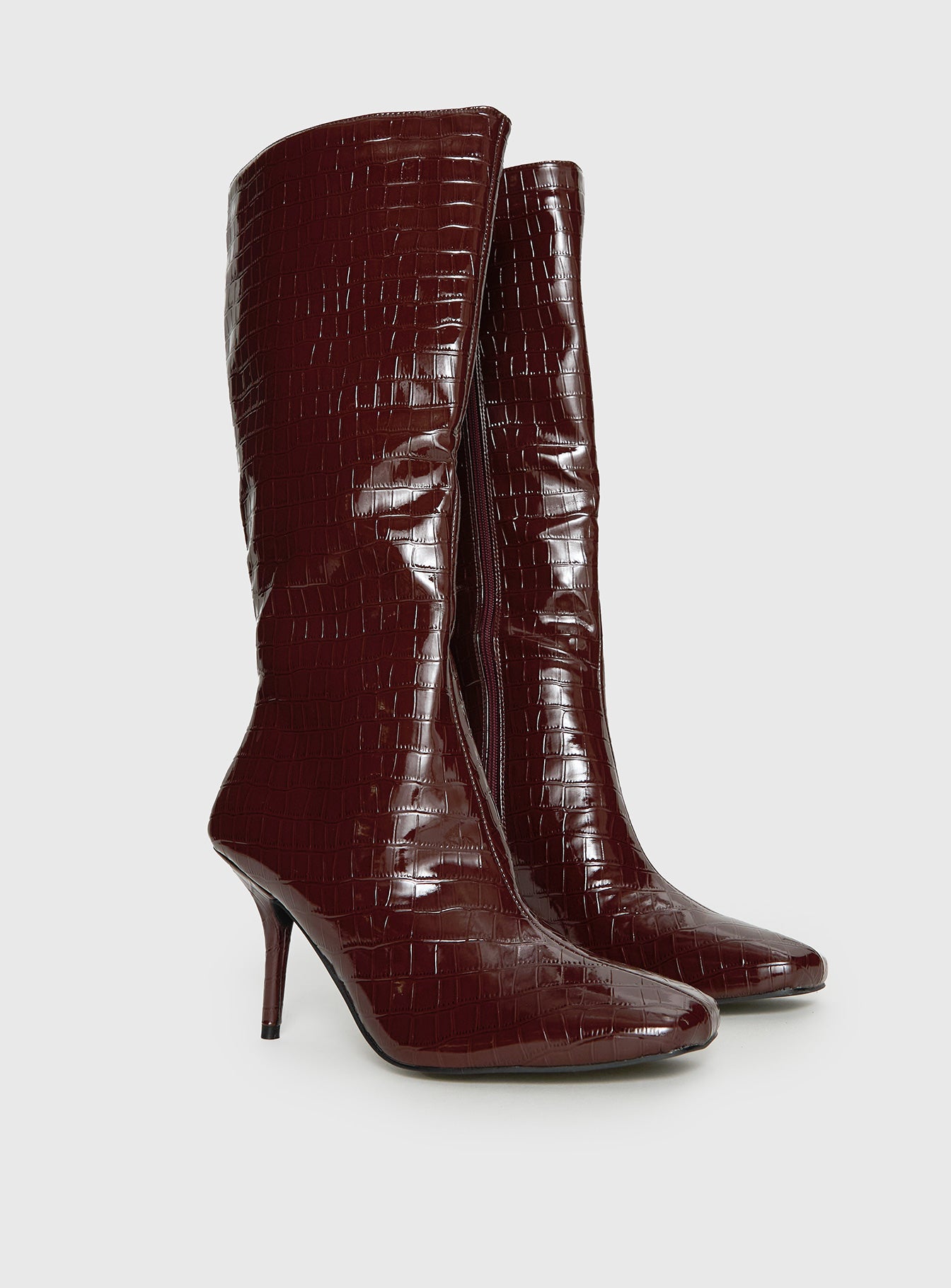 Alexx Knee High Boots Burgundy | Princess Polly Alexx Knee High Boots Burgundy | Princess Polly