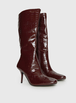 Alexx Knee High Boots Burgundy