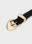 Black Belt Faux leather, gold-toned buckle
