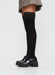 Thigh-high stocking with lace trim Good stretch, unlined 