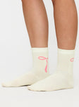 Bow Out Socks White/ Pink