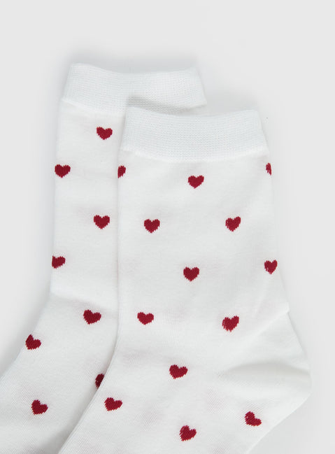 Sweet Heart Socks White / Red