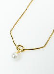 Necklace Gold toned Lobster clasp fastening Pearl drop charm