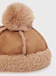 Fluffy hat Pom pom detail, sherpa lined'