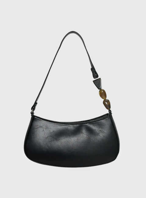 Contradiction Bead Detail Shoulder Bag Black