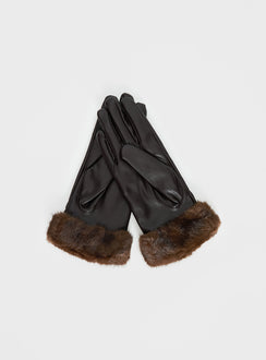 Elowynn Faux Leather Gloves Brown