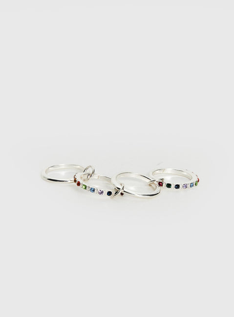 Leanah Stacked Gemstone Ring Silver