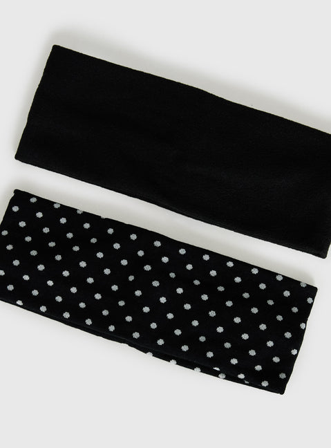 The Juney Headband Pack Black Polka Dot