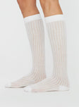 Knee high socks  Ribbed cuff, sheer