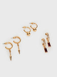 Red Corvette Earring Pack Gold