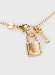 Lock & Key Necklace Gold