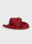 Straw cowboy hat Moulded brim, beaded detail