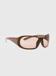 Brown sunglasses Moulded nose bridge, brown tinted lenses, lightweight
