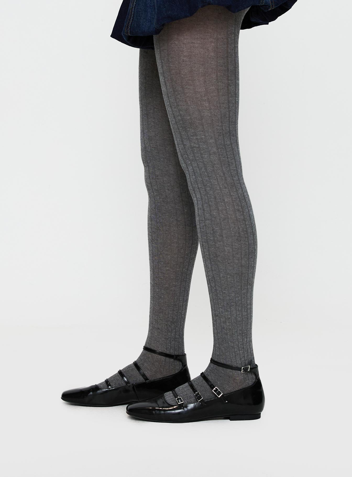 Flashback Ribbed Stockings Grey