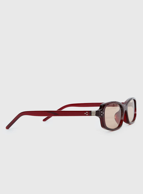 Mixtape Rectangle Sunglasses Red
