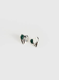 Citrah Heart Stud Earrings Silver
