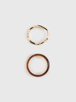 Want Your Love Resin Cuff Set Gold / Brown