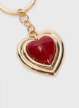 Red Heart Keyring Gold / Red