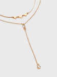 Gold-toned necklace pack Set of two, heart and diamante detail, lobster clasp fastening