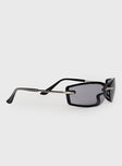 Sunglasses  Wrap style, metal frame with moulded nose bridge, grey tinted lenses