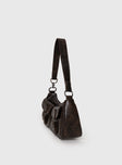 Faux leather shoulder bag Adjustable & removable cross-body and shoulder straps, silver-toned hardware, zip fastening, twin front pockets with magnetic button fastening, flat base