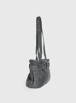 Views Of Capri Faux Suede Buckle Shoulder Bag Charcoal