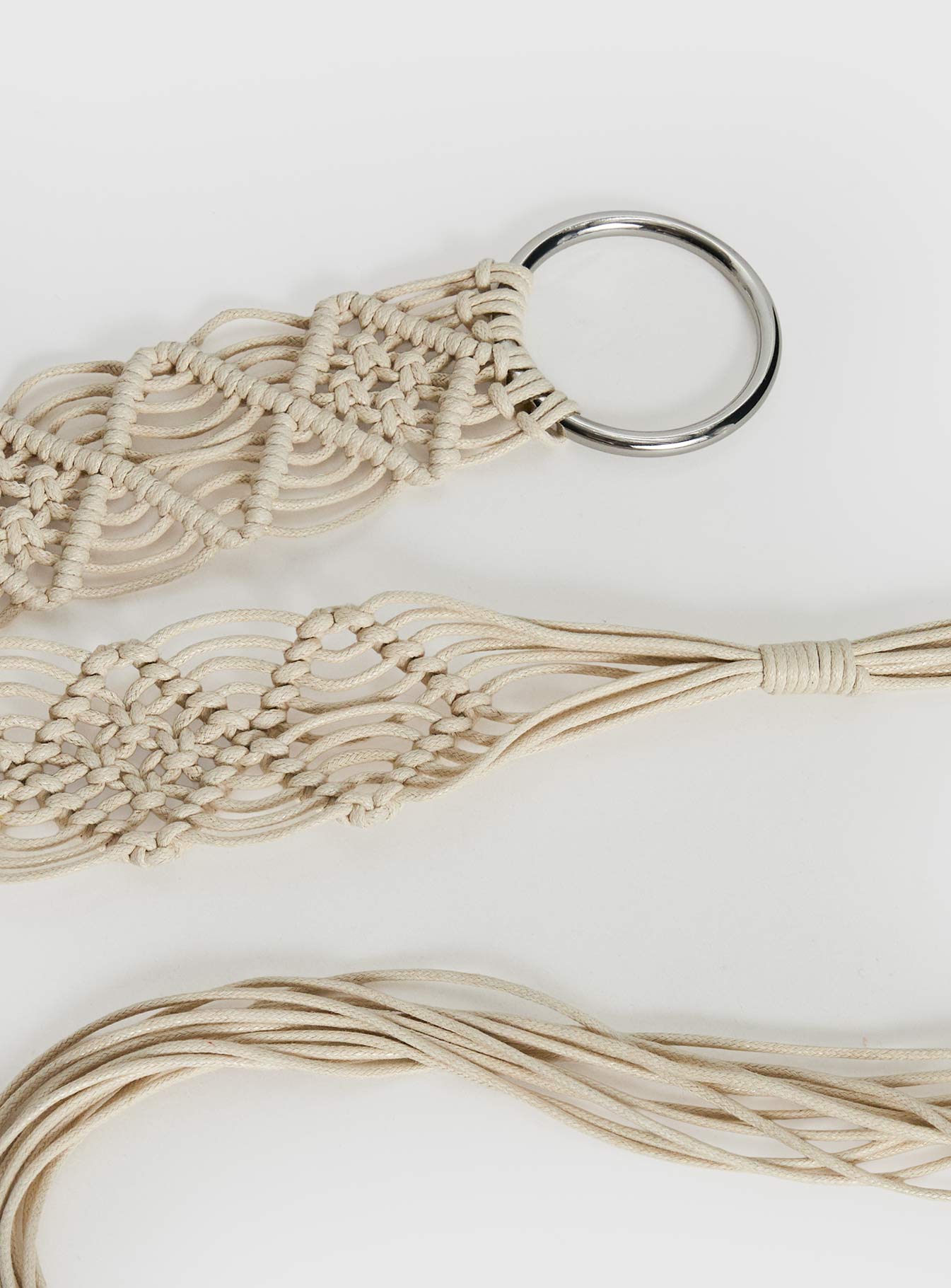 Dayten Ring Detail Crochet Belt Beige