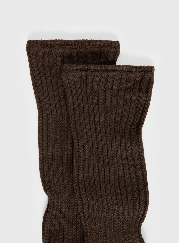 Past And Present Ribbed Socks Brown | Princess Polly