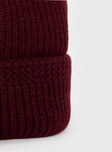 Maroon Knit Beanie Foldable brim