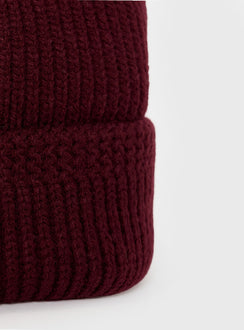 Maroon Knit Beanie Foldable brim