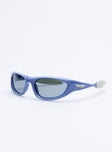 Sunglasses Wrap around design Black tinted lenses  Moulded nose bridge Silicone detail at arm
