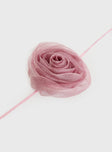 Rose necklace Rope style chain, tie fastening