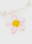 Gold-toned necklace Pearl detail, lobster clasp fastening, flower pendant