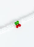 Beaded necklace Cherry detail, lobster clasp fastening 