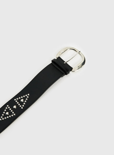 Jordynne Studded Faux Leather Belt Black / Silver