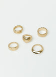 Rings Gold toned Pack of five Lightweight