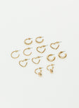 Earring pack Gold toned Pack of six pairs Stud fastening