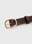 Belt Faux leather material, contrast stitching, gold-toned buckle