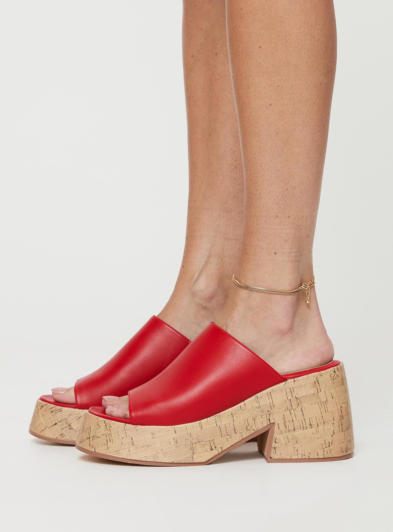 Jessica Mule Heels Red