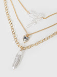 Gold-toned necklace set Pearl and diamante detail, three fixed chains - these cannot be worn separately, lobster clasp fastening