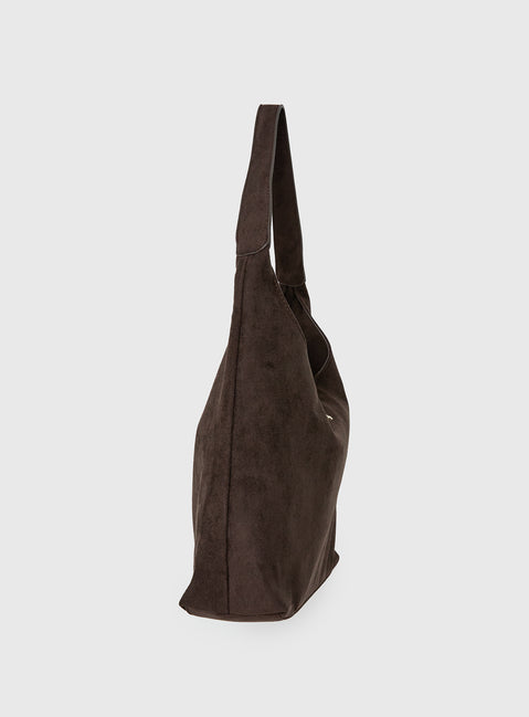 Peta & Jain Jami Faux Suede Hobo Bag Chocolate
