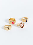Ring Pack of four Chunky style Gemstone detail 