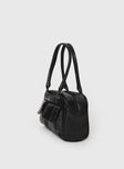 Black bag Silver-toned hardware, zip fastening, twin external pockets with magnetic button fastening, internal zip pocket, flat base