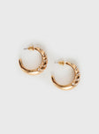 Gold-toned earrings Hoop style, stud fastening, diamante detail Princess Polly Lower Impact