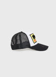 Graphic trucker hat Mesh back panels, snap back fastening 