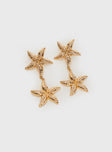 Starfish Drop Earrings Gold