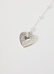 Necklace Silver toned, heart pendant