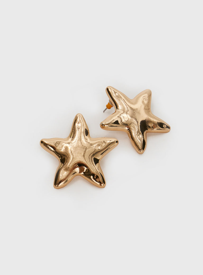 Earrings Gold-toned, star design, stud fastening 